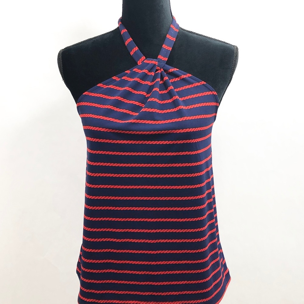 Ann Taylor Striped Halter Top M